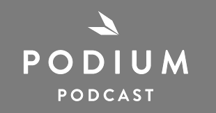 MEDIOS podium podcast gris